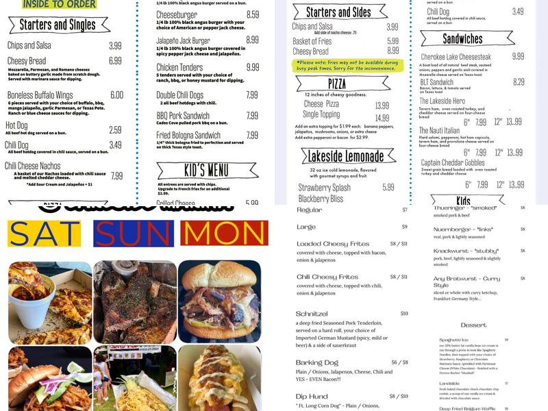 Lakeside Marina Menu