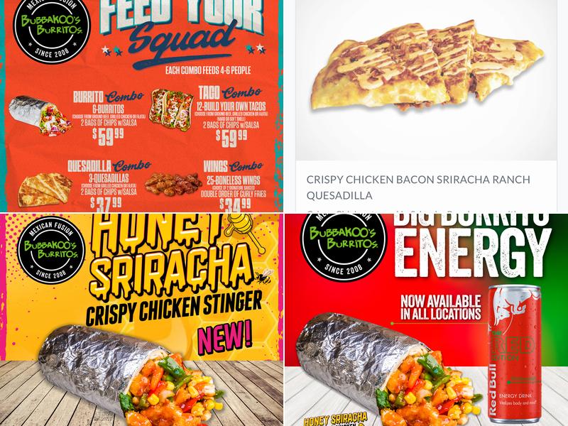 Bubbakoo's Burritos Menu