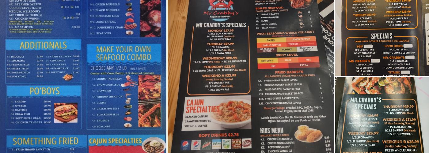 Mr.Crabby's Cajun Seafood & Bar Menu