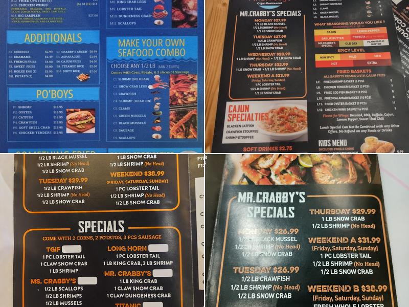 Mr.Crabby's Cajun Seafood & Bar Menu