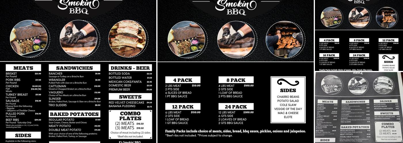 E's Smokin' BBQ Menu