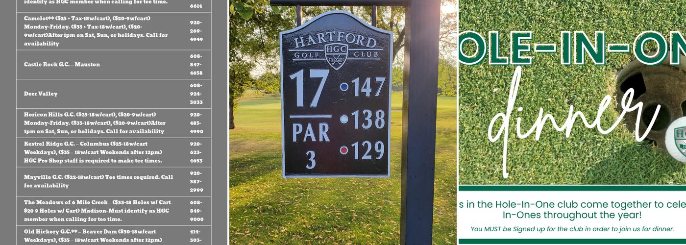 Hartford Golf Course Menu