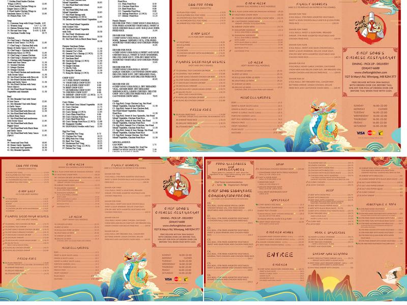 Chef Song's Chinese Restaurant Menu