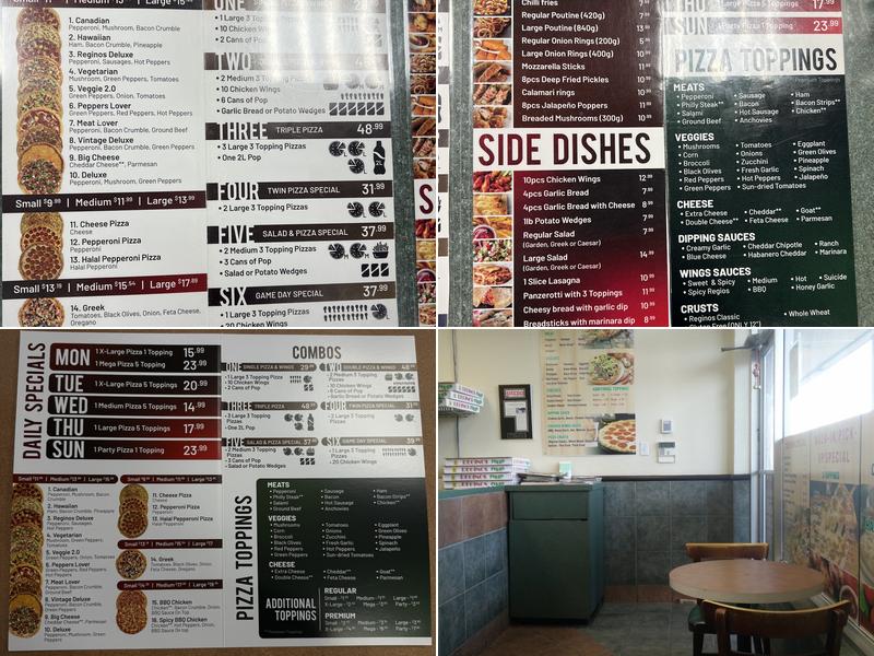Regino's Pizza Menu