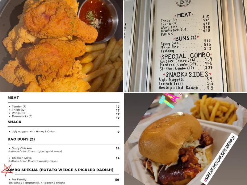 Les Crazy Chickens Menu