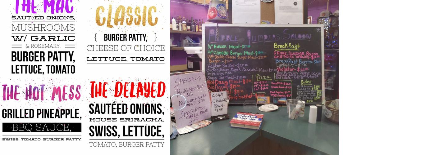 Puddle Jumpers Saloon Menu