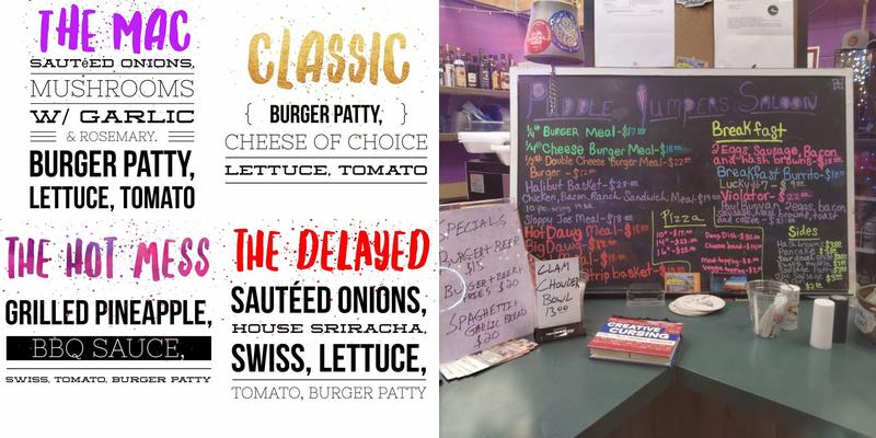 Puddle Jumpers Saloon Menu