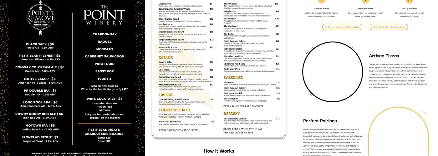 Point Remove Brewing Company Menu