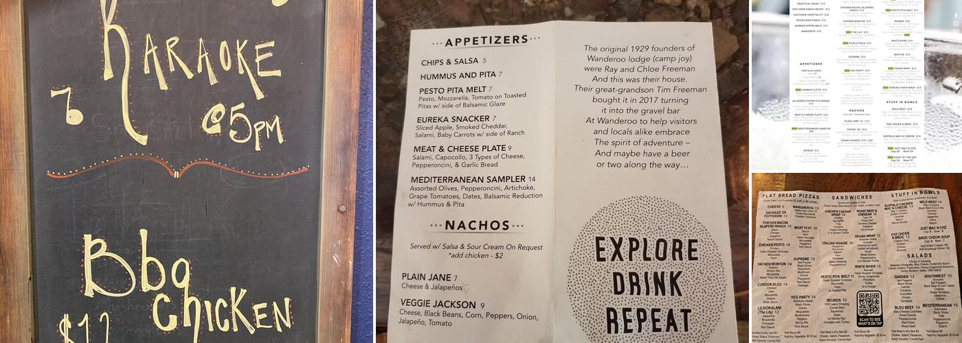 Gravel Bar at Wanderoo Lodge Menu