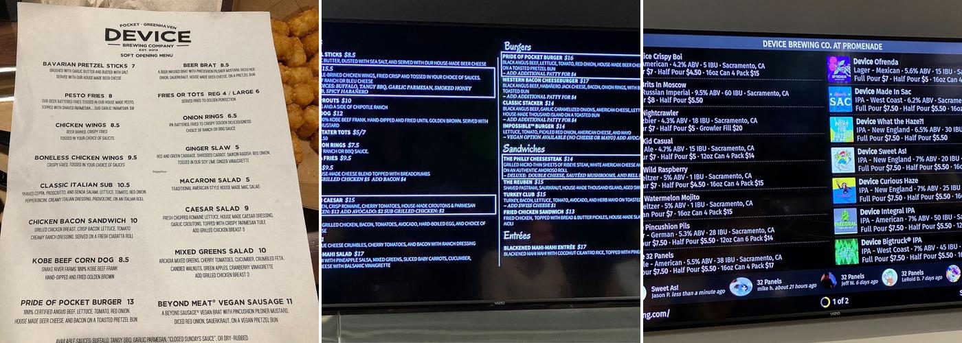 Device Brewing Company Menu