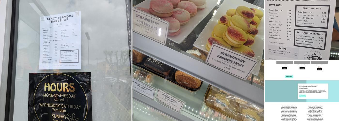 Fancy Flavors Bakeshop Menu