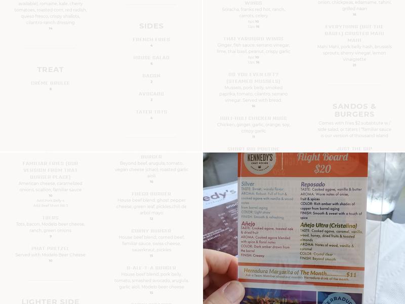 Kennedy's Craft Kitchen & Cocktails Menu