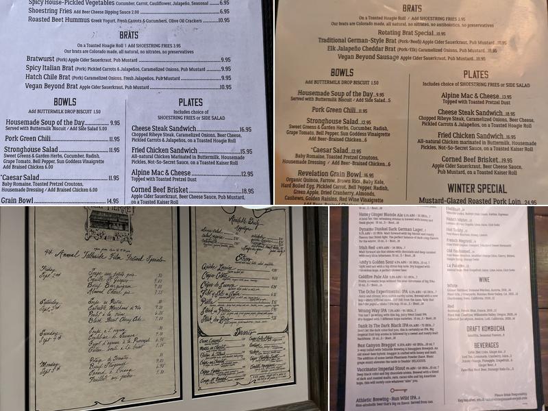 Stronghouse Brew Pub Menu