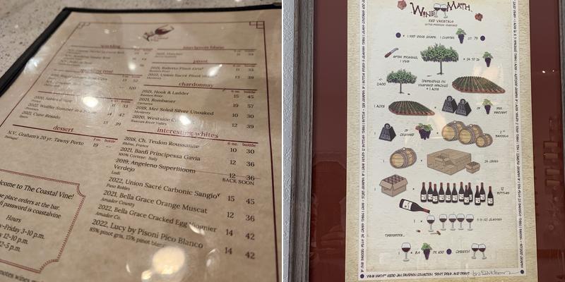 The Coastal Vine Menu