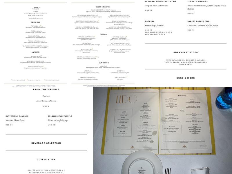 Lido Restaurant at the Surf Club Menu