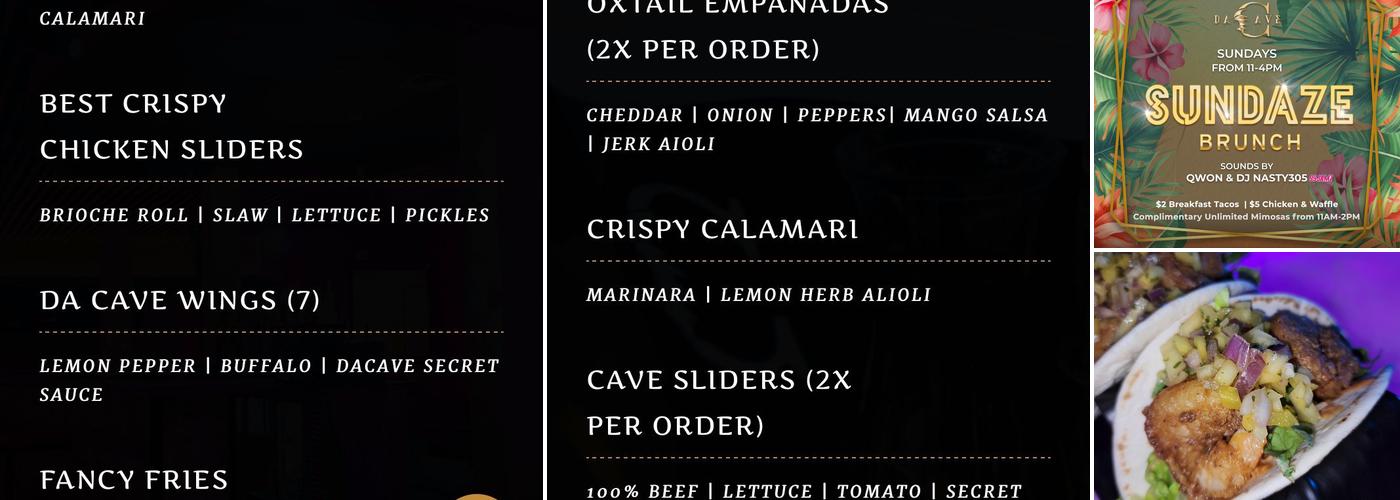 Da Cave Miami Menu