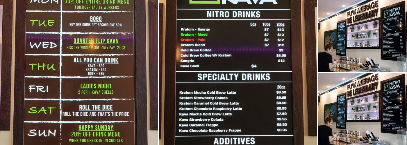 N7 Nitro Kava Bar Dunedin Menu