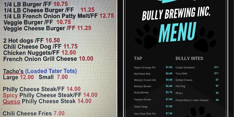 Bully Brewing Inc Menu