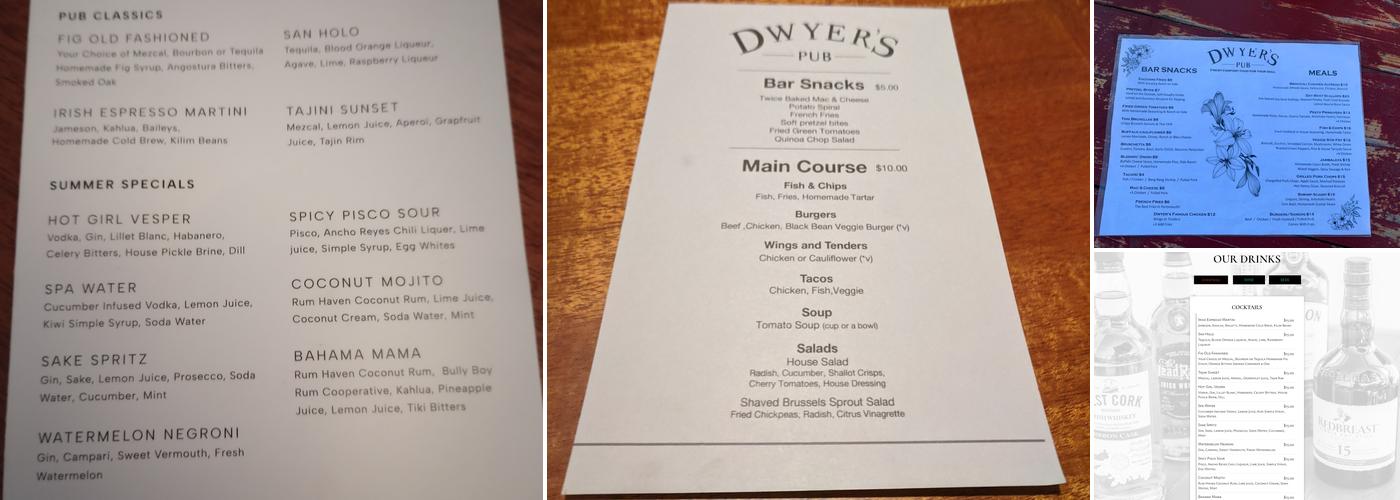 Dwyer's Pub Menu