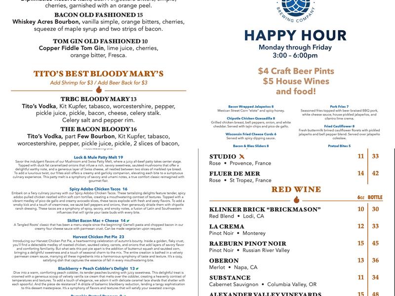 Lock & Mule by Tangled Roots Brewing Company Menu