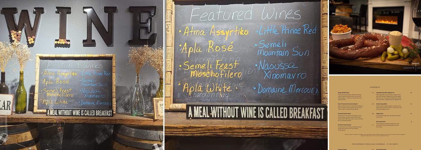 Uncork, Unwind Menu