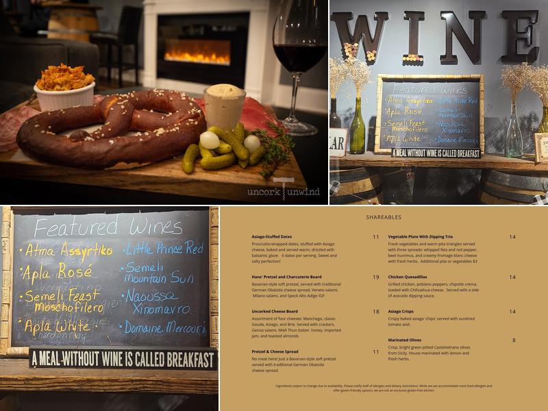 Uncork, Unwind Menu