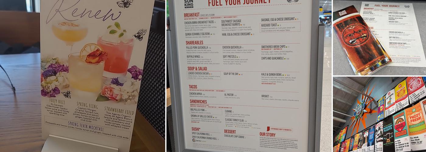 Sun King IND Airport Tap Room Menu