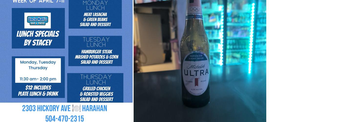 Uncle Matt's Bar Menu