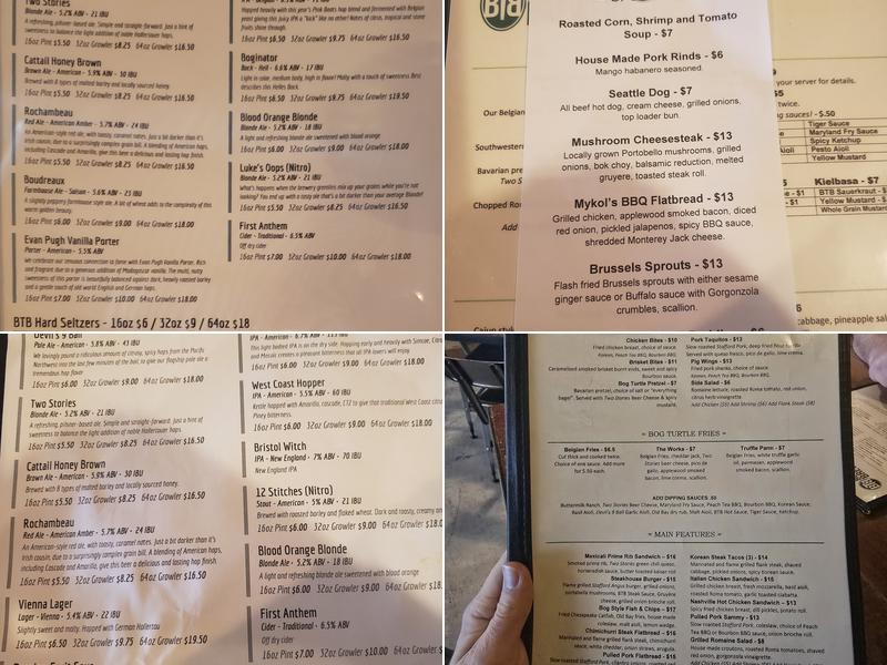 Bog Turtle Brewery Menu