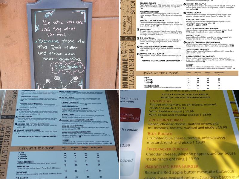 The Goose & Gridiron Menu