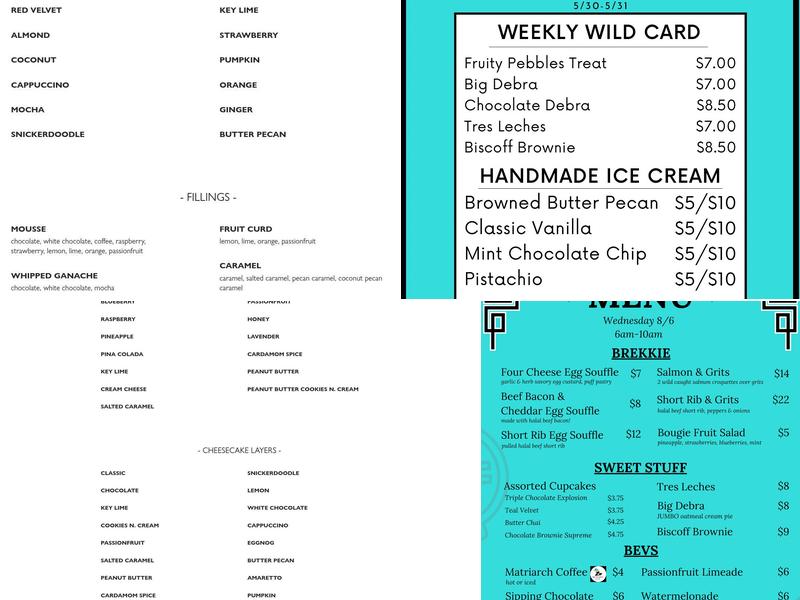 Codetta Bake Shop Menu