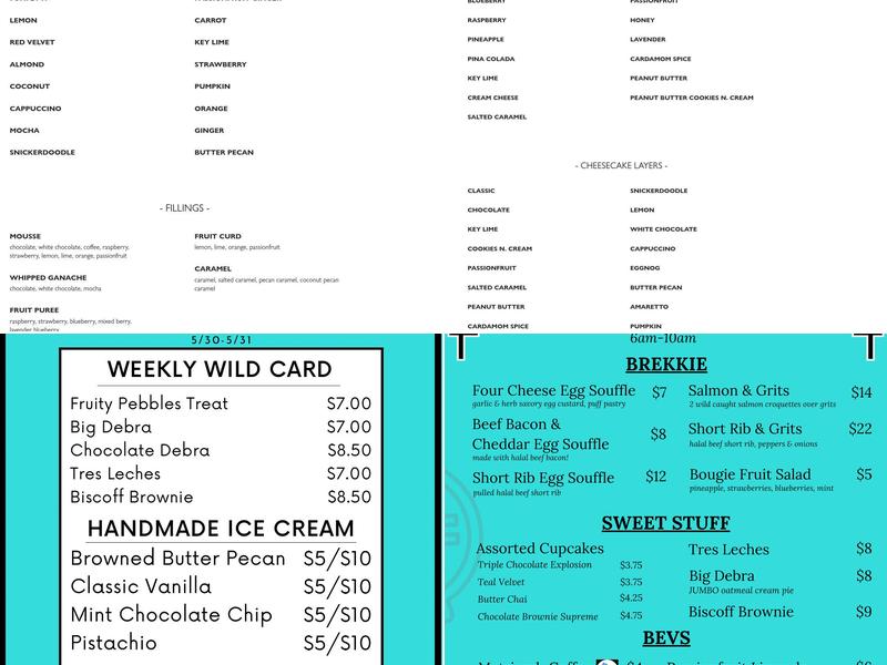 Codetta Bake Shop Menu