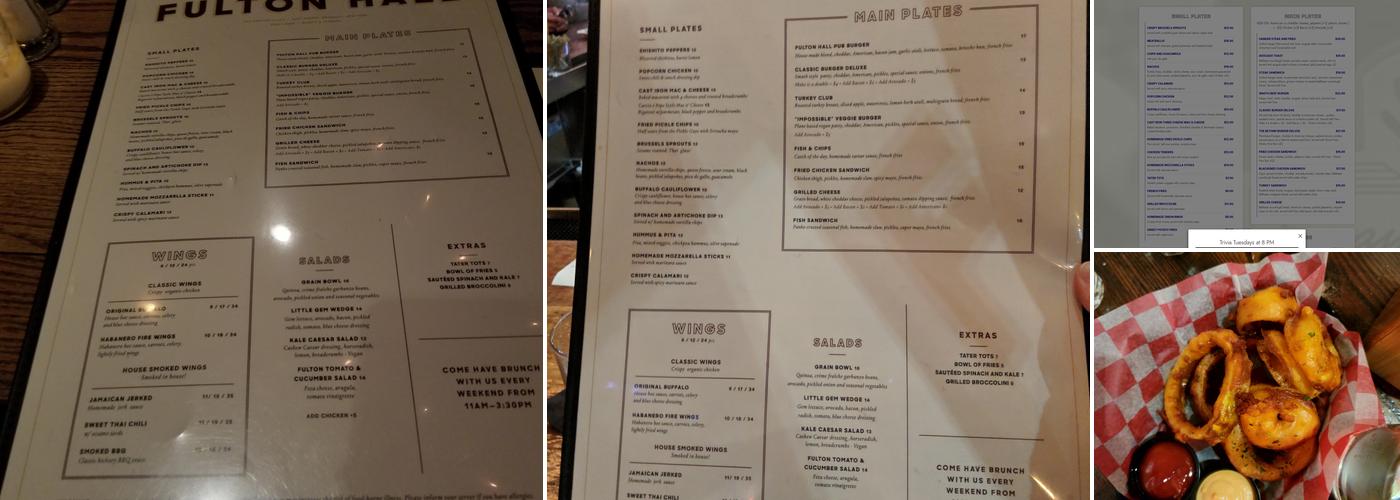 Fulton Hall Menu