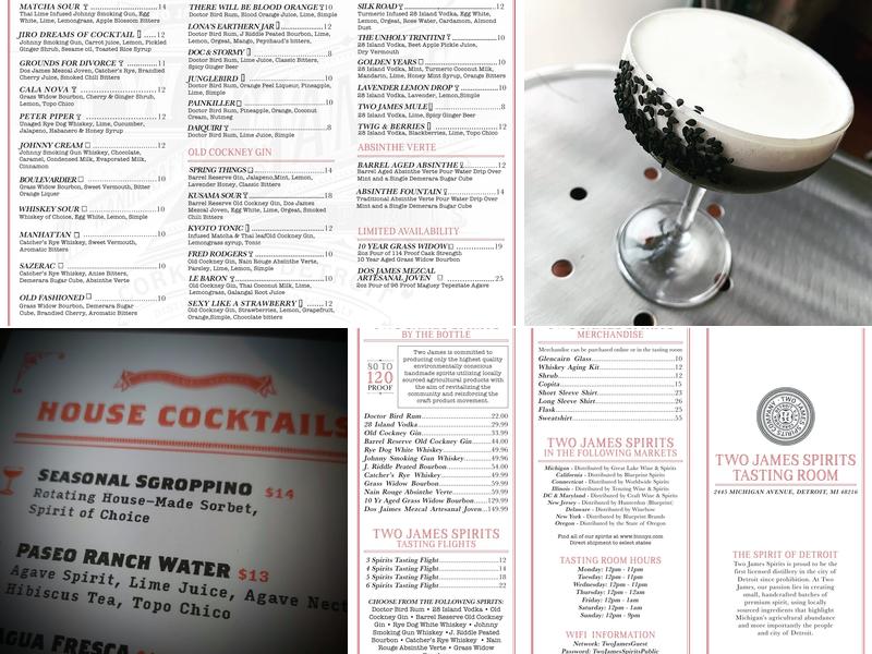 Two James Spirits - Grand Rapids Menu