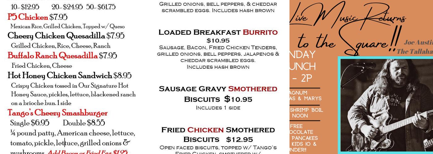 Tango's Patio and Kitchen Menu