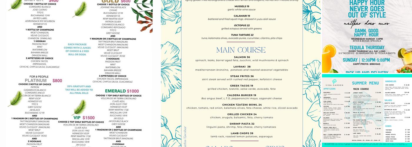 Vida Garden Menu