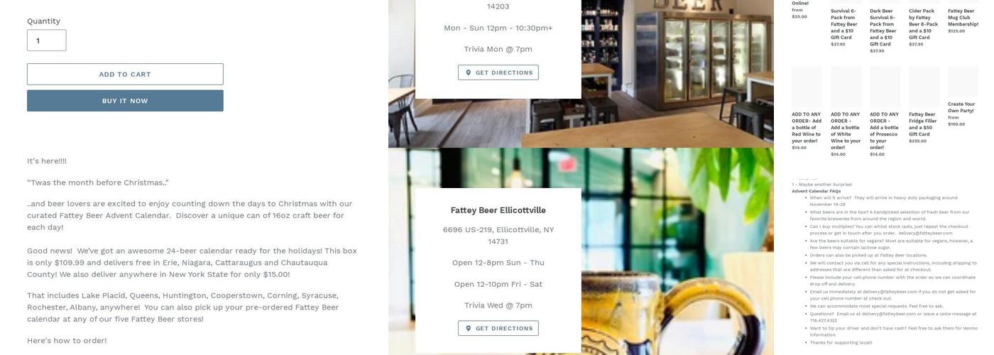 Fattey Beer Co. Orchard Park Menu