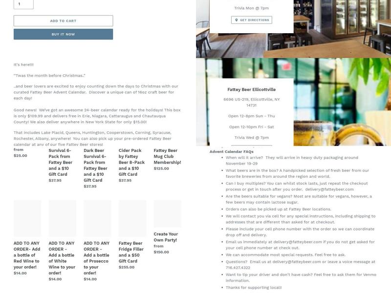 Fattey Beer Co. Orchard Park Menu