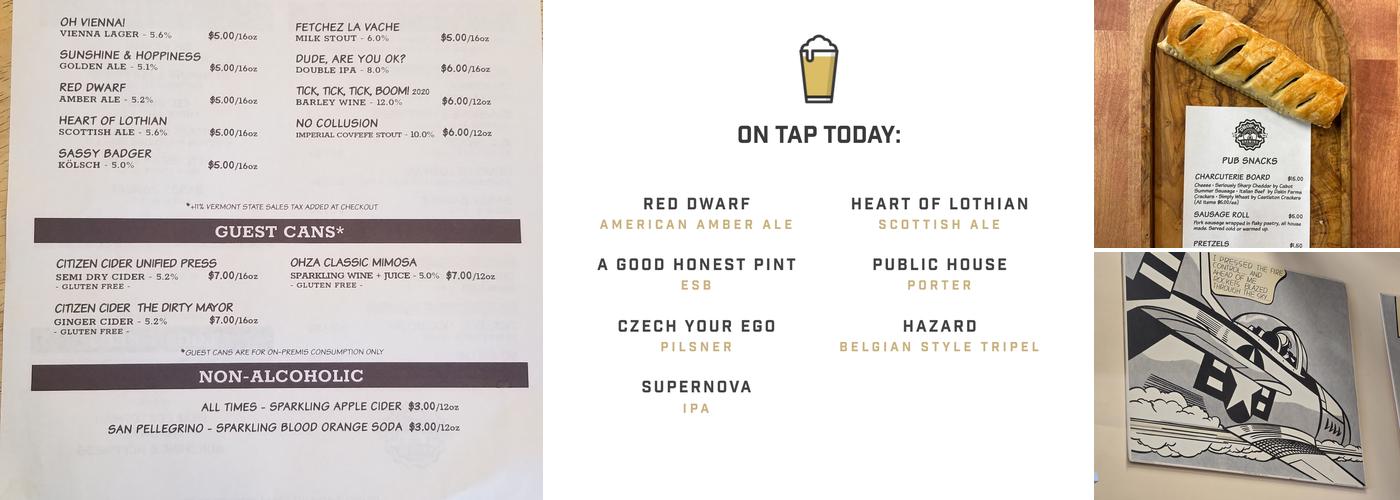 Drop-In Brewing Company Menu
