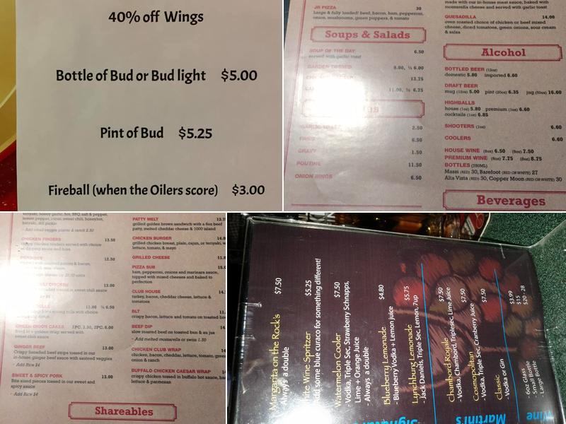 JR Bar & Grill Menu