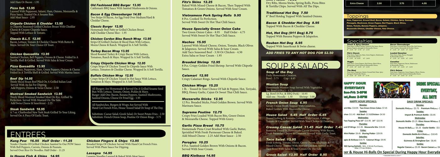 Post Time at Fitzgerald's Menu