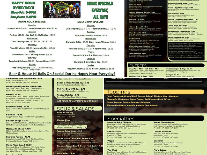 Post Time at Fitzgerald's Menu