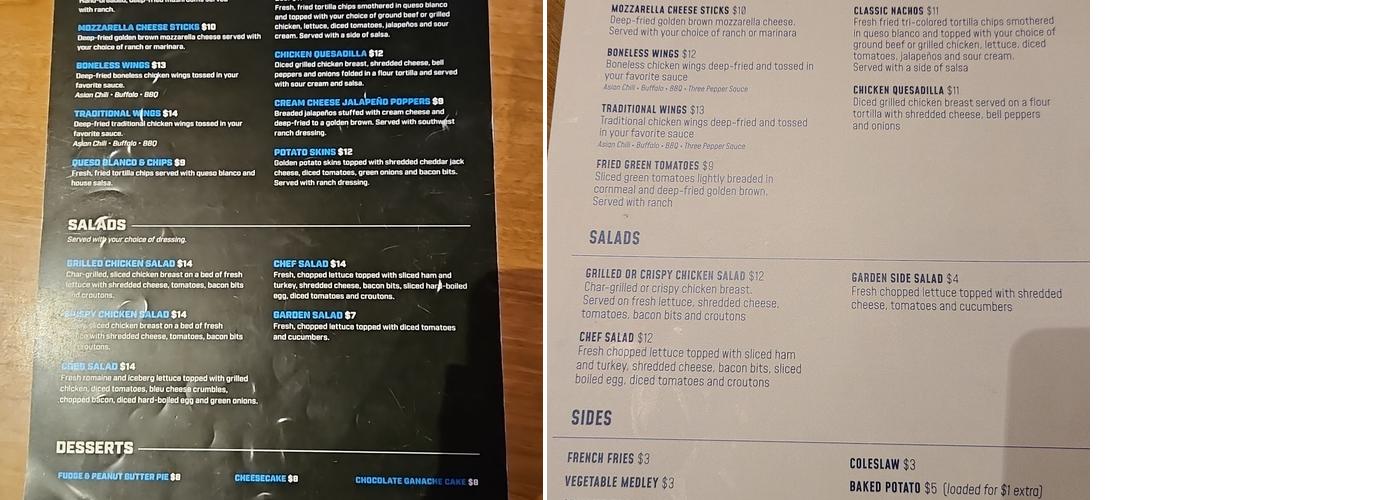 River Bar Menu