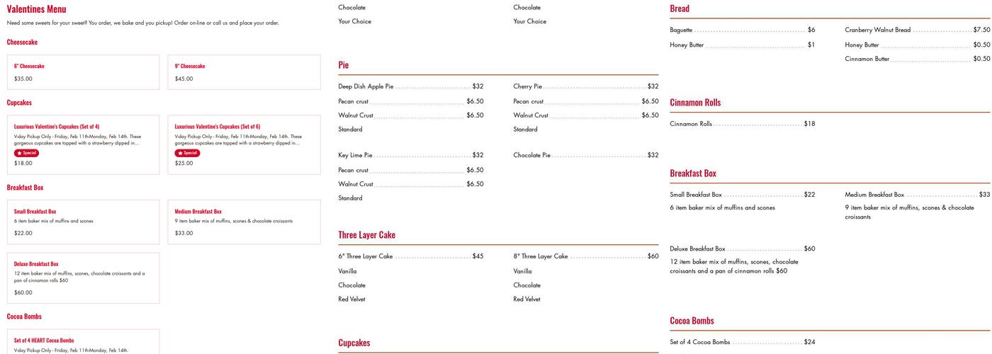 Eat Cakes Bakery Menu