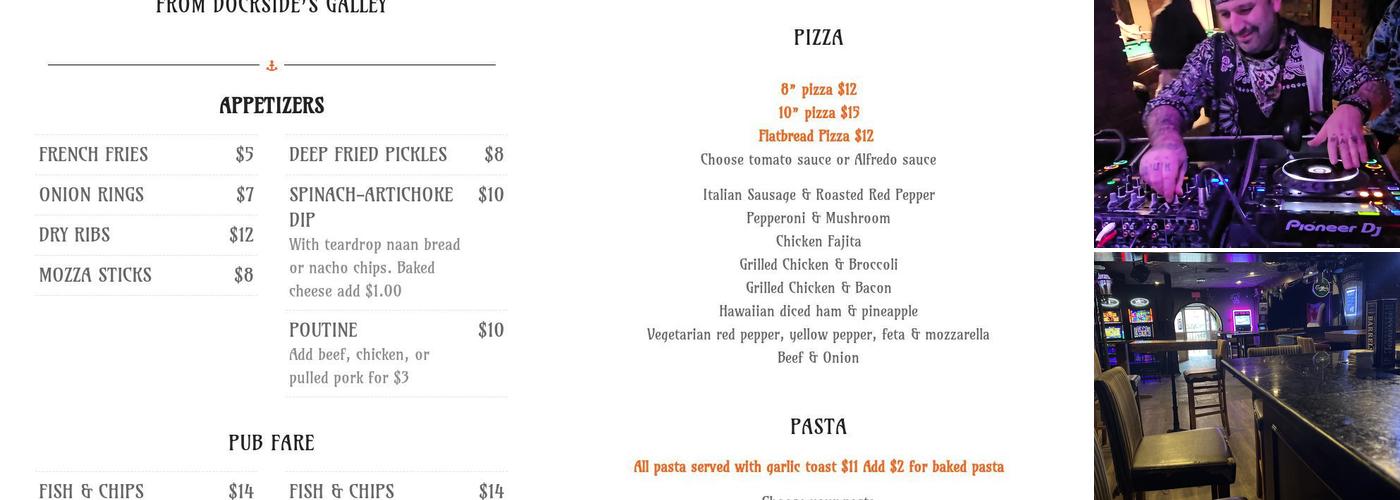 Dockside Pub & Grill Menu