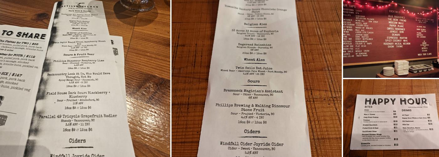 Devil's Elbow Ale and Smoke House Menu