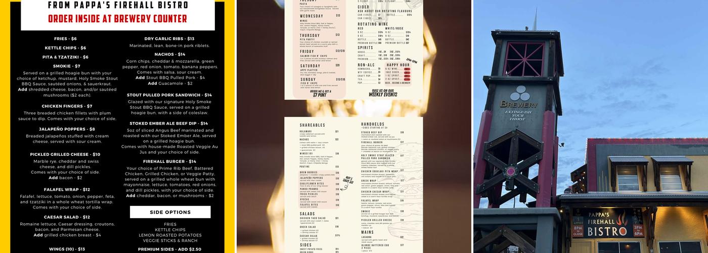 Firehall Brewery Menu