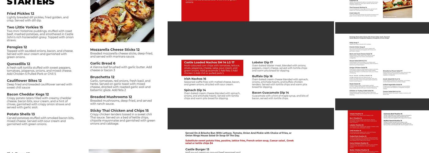 Castle John's Newmarket Menu