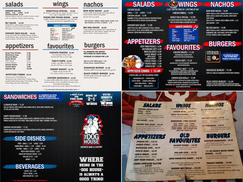 The Dog House Sports Bar Sudbury Menu