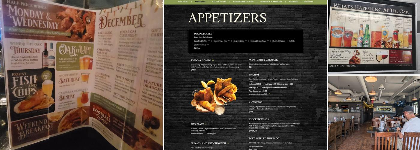 The Royal Oak - Wellington at Hinton Menu